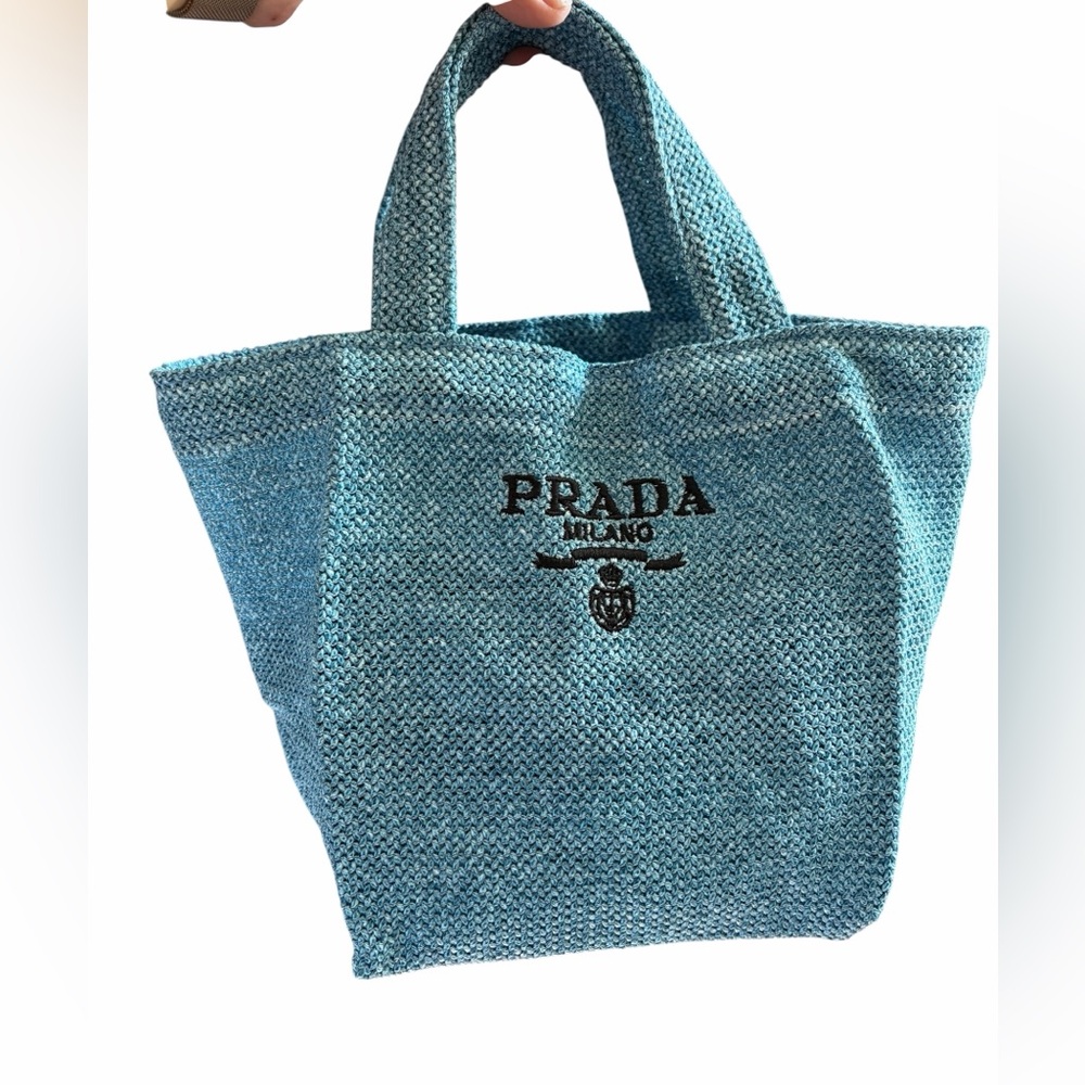 Prada Mini Raffia Tote Bag – Light Blue – GWP (Gift With Purchase) - Picture 3 of 12